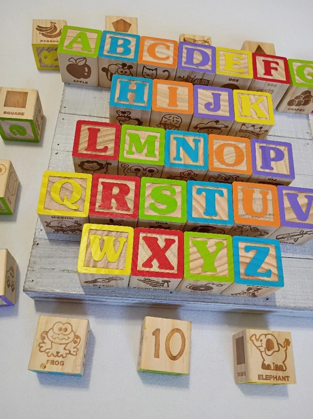 Colorful Wooden Alphabet Blocks Set Of 40 for Kids - Multicolor Learning Blocks